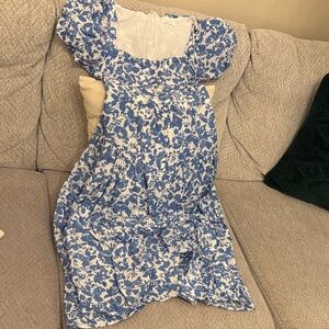 Lush Blue and White Sheer Fabric